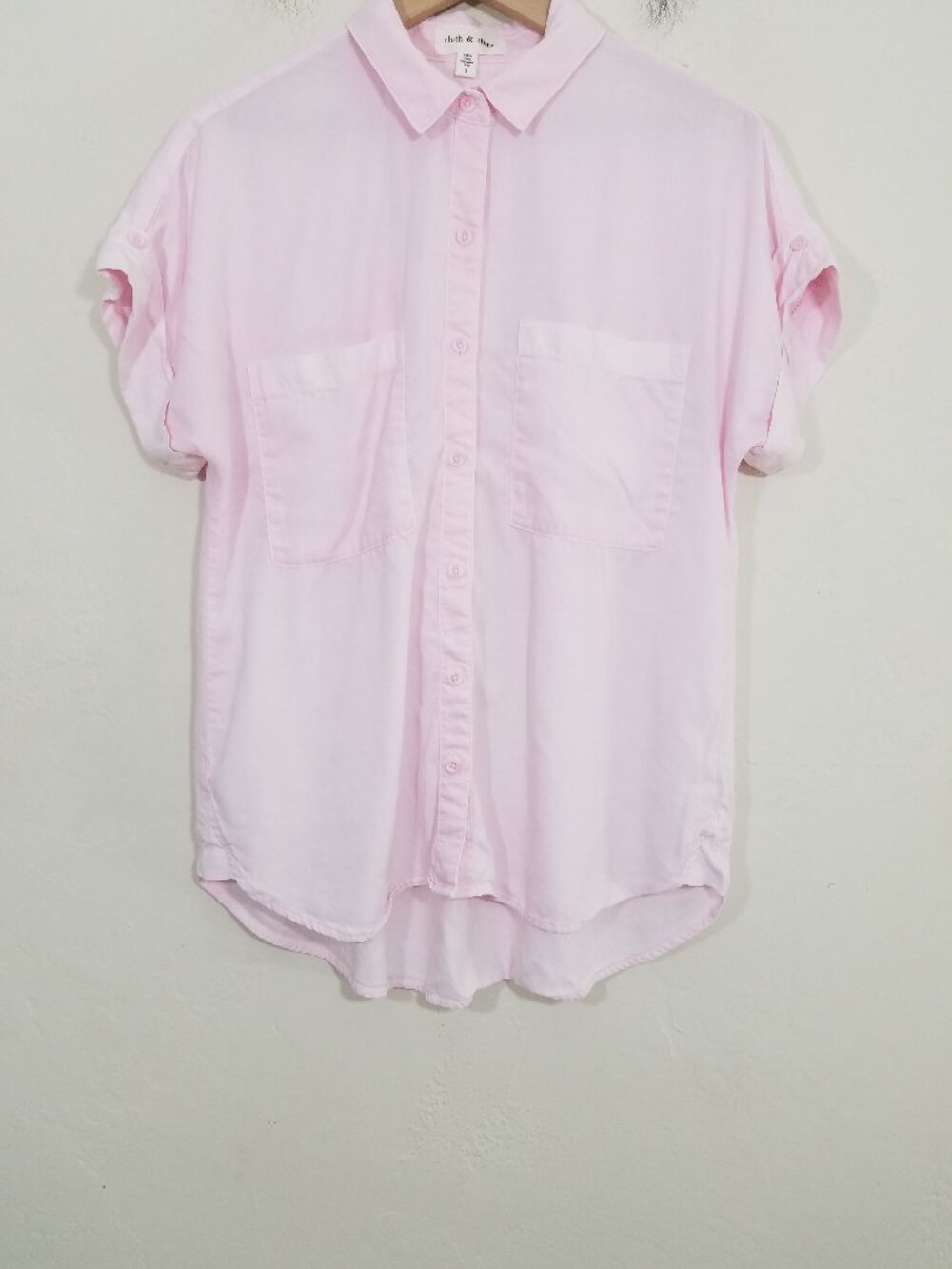 EUC Bella Dahl Anthropologie Button Down Shirt Top Blouse Short Sleeve Lyocell S